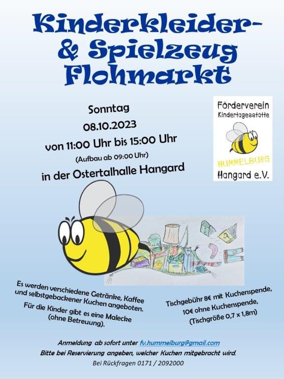 Kinderkleider – und Spielzeugflohmarkt am 8.10.2023 in der Ostertalhalle