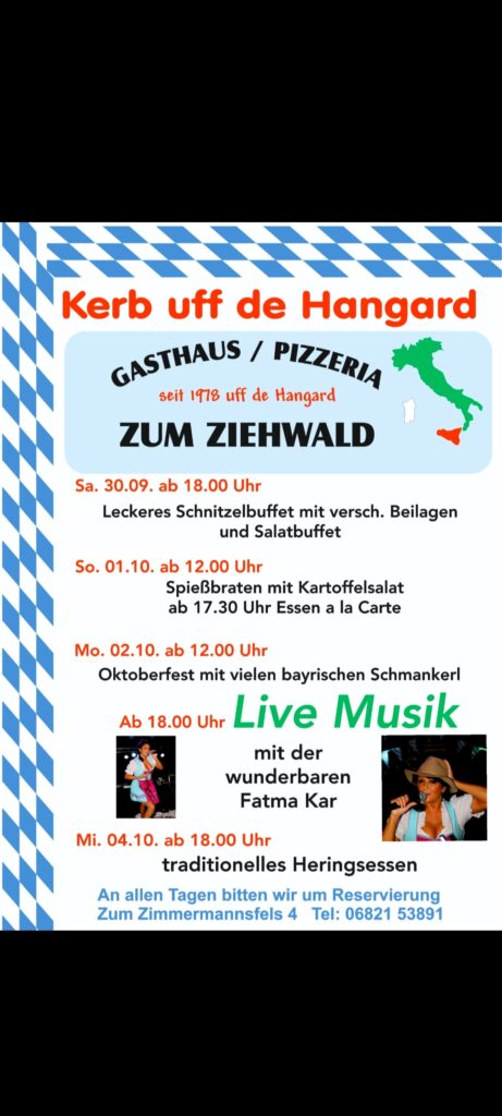 Kerb uff de Hangard im Gasthaus Zum Ziehwald
