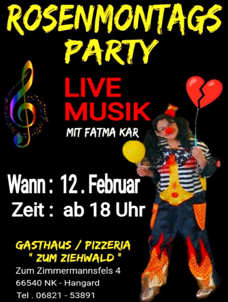 Rosenmontags-Party mit Live-Musik im Gasthaus 