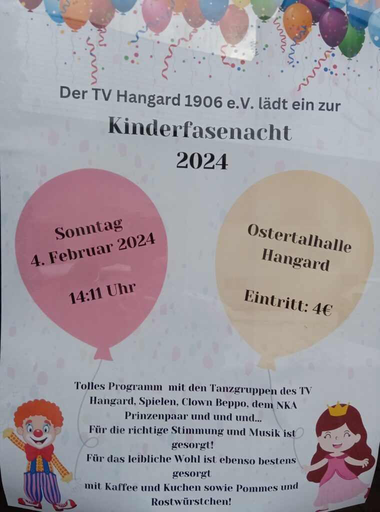 Kinderfasenacht am 4. Februar 2024 in Hangard
