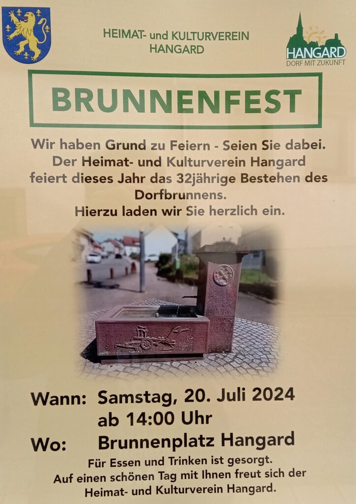 Einladung zum Brunnenfest am 20.Juli 2024
