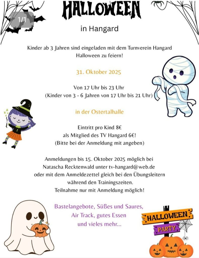 Halloween-Party des TV Hangard am 31.Oktober