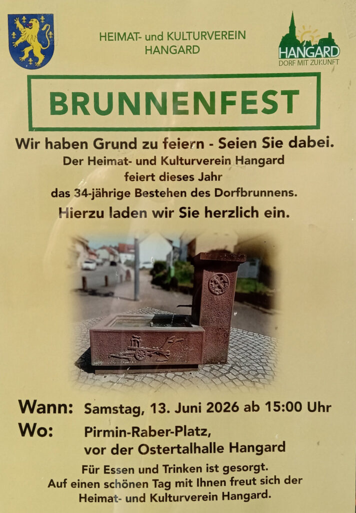 HUK lädt ein zum Brunnenfest am 13.Juni 2026