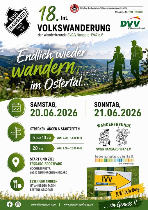 Wandern im Schönen Ostertal bei der IVV am 20. und 21. 6.2026