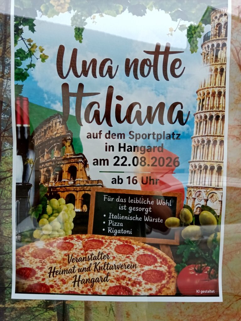 Una notte italiana auf dem Sportplatz Hangard am 22.8.2026