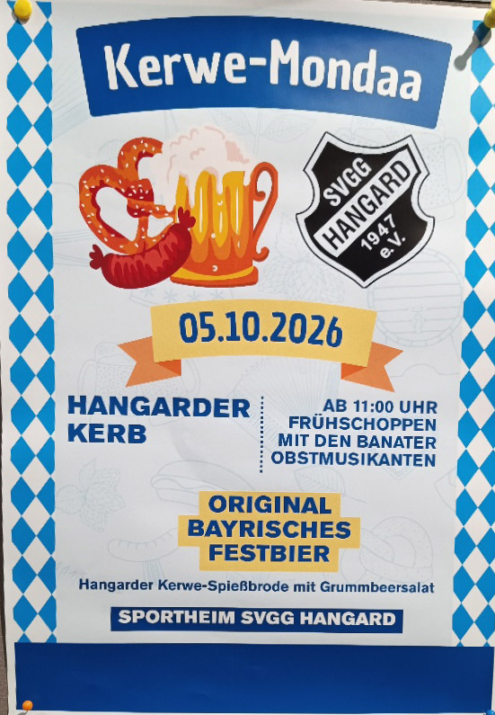 Kerwe-Mondaa mit Frühschoppen, Festbier und Spießbrode beim SVGG am 5.10.2026